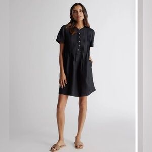 Quince 100% European Linen Short Sleeve Swing Dress NWT Large